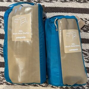 NWT Patagonia Black Hole Duffle (2) 55L and 100L Tinamou Tan